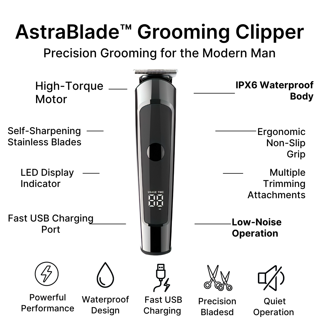 AstraBlade Grooming Clipper – All-in-One Rechargeable Hair & Beard Trimmer for Men