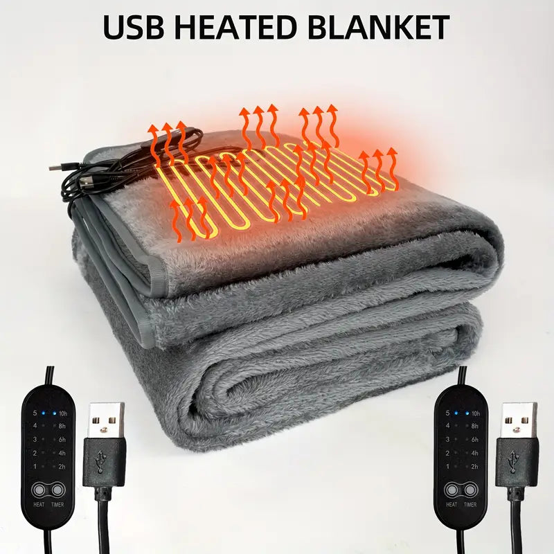 ThermaCozy USB Heated Blanket with 5-Level Timer