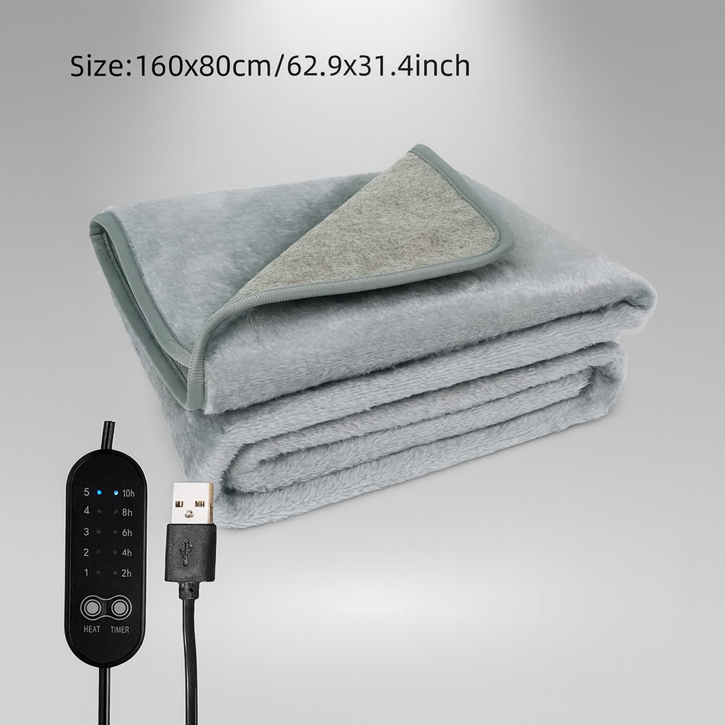 ThermaCozy USB Heated Blanket with 5-Level Timer