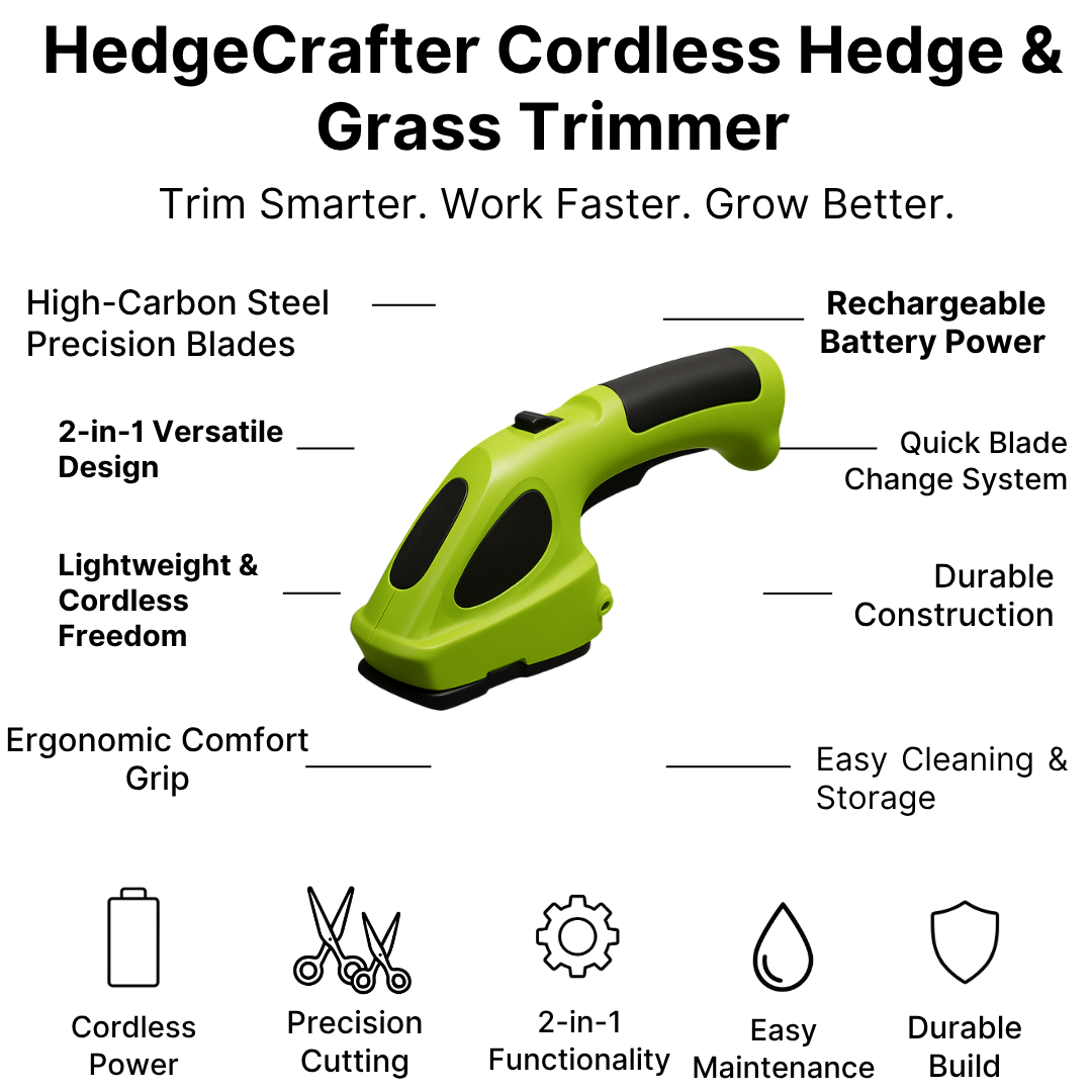 HedgeCrafter Cordless Hedge & Grass Trimmer