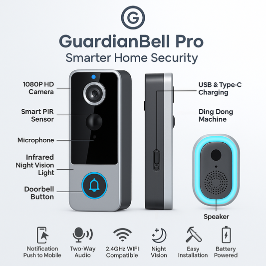 GuardianBell Pro AI Night Vision Doorbell