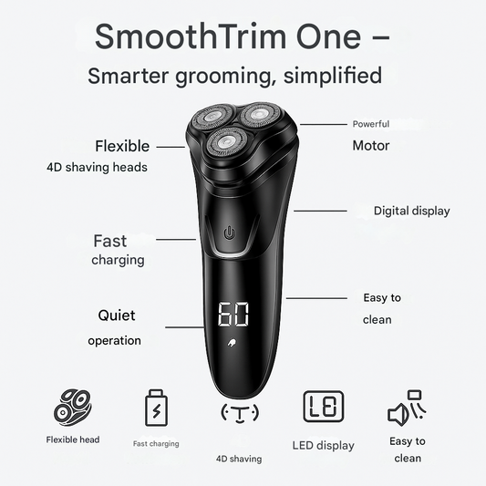 SmoothTrim One – 4D Electric Shaver with Pop-Up Trimmer
