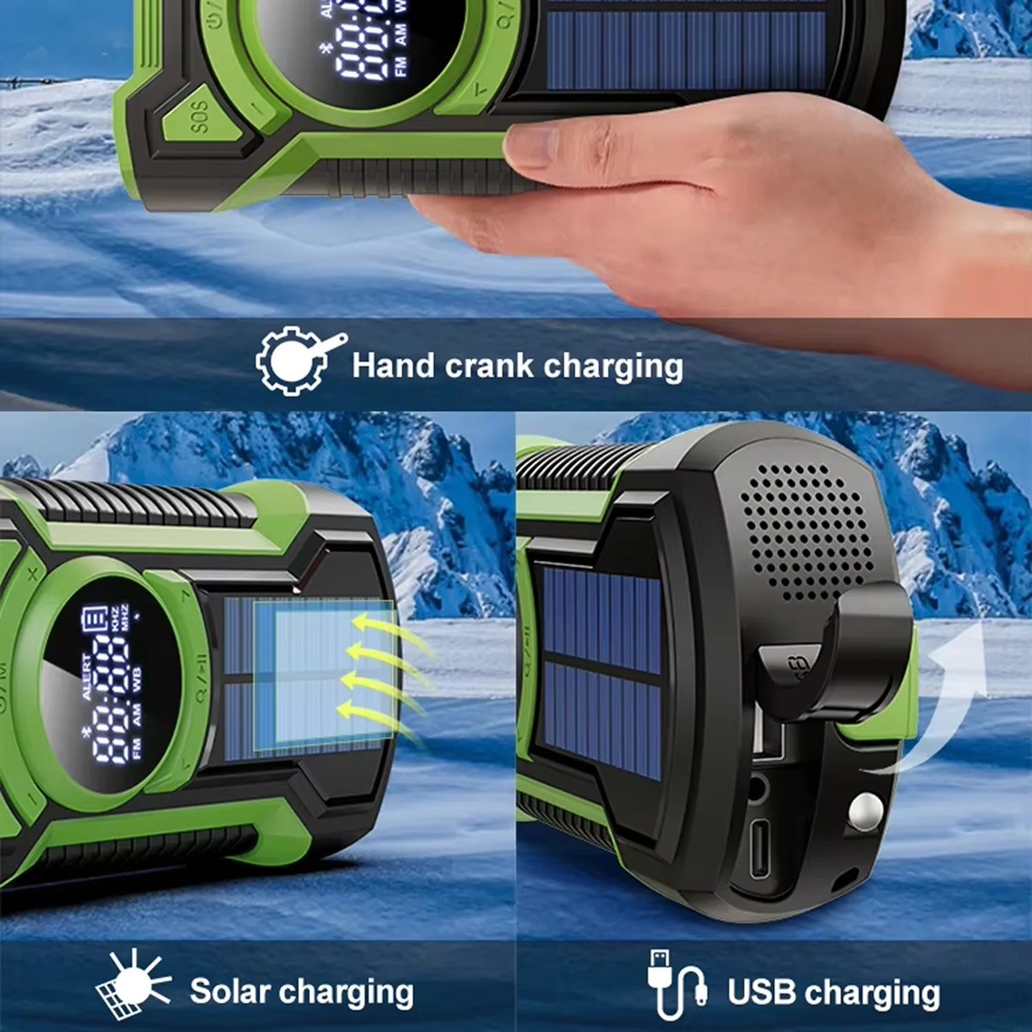 SafeWave Emergency Radio – Solar & Hand Crank Power Bank