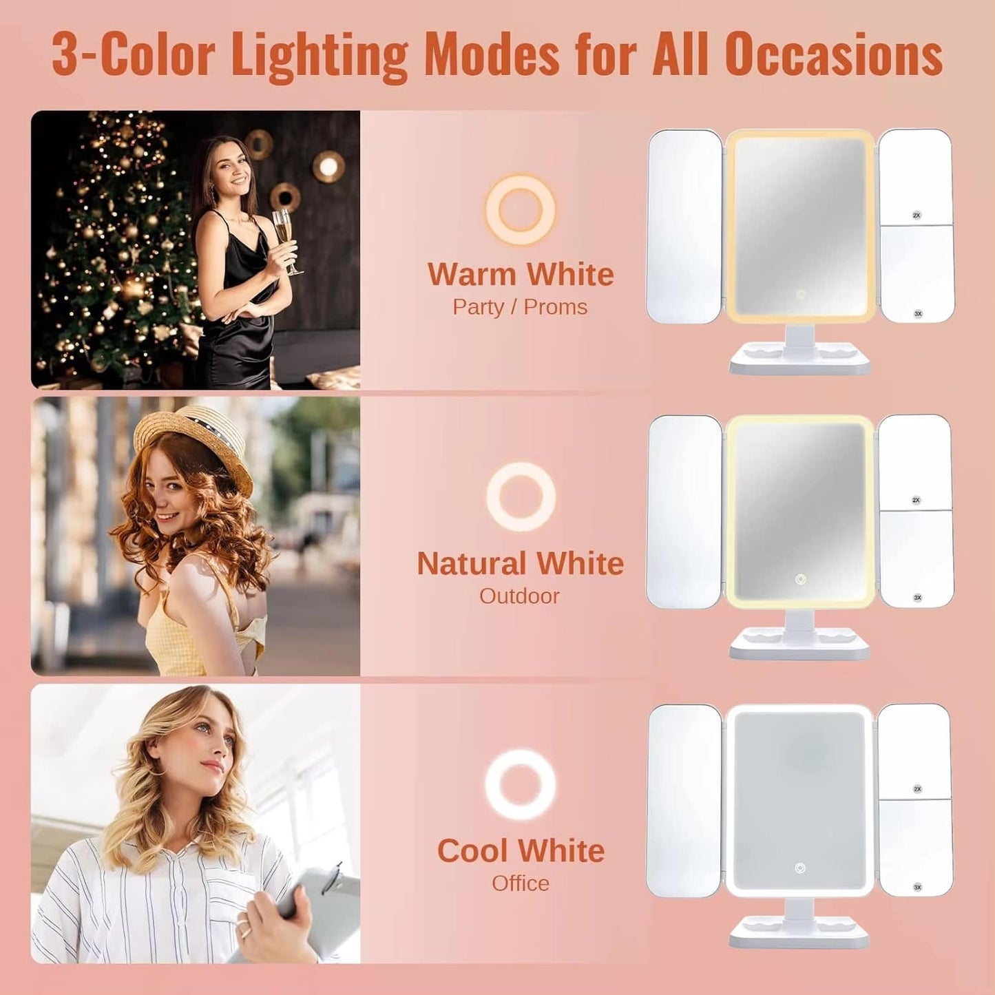 VeloGleam Lighted Makeup Mirror